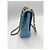 Chanel Coco Mark Bias Stitch Chain pelle Large Blu - vista 3