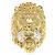 Anello in metallo con testa di leone e pietra Gucci D'oro