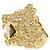 Anello in metallo con testa di leone e pietra Gucci D'oro - vista 2