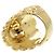 Anello in metallo con testa di leone e pietra Gucci D'oro - vista 5
