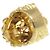 Anello in metallo con testa di leone e pietra Gucci D'oro - vista 8