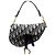 Borsa Saddle Christian Dior in tela e pelle blu navy