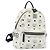 Mochila MCM Vicetos de cuero PVC Blanco Plata Auth ka5127