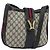 Borsa a tracolla GUCCI GG Supreme in PVC e pelle blu navy e oro Auth 190743 D'oro