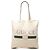 Borsa Tote a Spalla Gucci con Stampa Logo Bianco Crudo