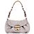 Prada 2000s Hobo Schultertasche aus Wildleder und Eidechse mit Schnalle Grau