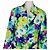 Céline Celine Leinen-Blazer mit Blumenprint Weiß Blau Mehrfarben Grün Lila Gelb - Ansicht 4