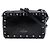 Borsa a tracolla Valentino Black Textured Leather Rolling Rockstud Nero