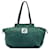 Fendi Green Medium FF Nubuck Chains Tote Grün