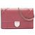 Portafoglio Diorama con catena in pelle di vitello granulata rossa Dior Rosso