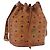 Sacca a cordino MCM Vicetos Logogram PVC Leather Brown Gold Auth 186663 Marrone D'oro