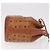 Sacca a cordino MCM Vicetos Logogram PVC Leather Brown Gold Auth 186663 Marrone D'oro - vista 3