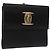 Portafoglio lungo Vala in pelle nero e oro Salvatore Ferragamo Auth 188659A