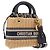Christian Dior Oblique Jacquard Lady Dior Medium Rattan Navy Auth BA14029SAM Beige Blu navy