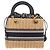 Christian Dior Oblique Jacquard Lady Dior Medium Rattan Navy Auth BA14029SAM Beige Blu navy - vista 2