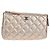 CHANEL Matelasse Pouch Lamb Skin Pink Silver CC Auth 166350SAM Argento Rosa