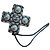 Collana con pendente a croce Chanel perle e logo CC Argento Bianco