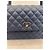 Coco Handle Borsa Chanel Classic Flap in pelle caviar blu navy Blu scuro - vista 3