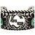 Bracciale rigido GUCCI AG925 Rhinestone Crystal Floral Interlocking G Argento Verde - vista 4