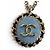 Collana a catena Chanel B25P Coco Mark Design in denim Blu