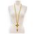 Chanel Vintage 94A Coco Mark Gripoix Collana Lunga con Frange Incrociate D'oro - vista 2