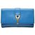 Clutch Chyc Ligne in pelle texturizzata blu Saint Laurent