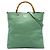 Borsa Tote Bamboo Shopper in pelle di vitello alta verde Gucci