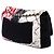 Chanel Black Jumbo Printed Nylon and Jersey Patchwork Single Flap Nero - vista 2