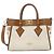 Borsa On My Side in tela e pelle di vitello Louis Vuitton Beige