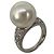 Autre Marque Weißer Südseeperlen-Ring aus Pt950 Platin und Diamanten Silber