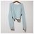 Autre Marque Noble klobiger Kurzstrick-Pullover aus Wolle mit breitem Rippenmuster Blau Hellblau - Ansicht 2