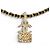 Collana a catena Coco Mark con strass Chanel Nero D'oro