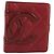 CHANEL Matelassé Long Wallet Lammfell Rot Silber CC Auth bs36032