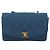 CHANEL Matelasse Chain Shoulder Bag Canvas Blue Gold CC Auth 191469SM D'oro - vista 13