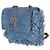 Clutch Denim Mood in denim trapuntato blu Chanel con catena - vista 3