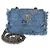 Clutch Denim Mood in denim trapuntato blu Chanel con catena - vista 8