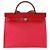 Hermès Rose Mexico Rouge Piment Toile Militaire Hunter Herbag Zip 31 PHW Rosa Rosso