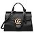 Borsa Gucci Black Small GG Marmont in pelle di vitello granulata Nero