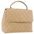 CHANEL Matelasse Hand Bag Lamb Skin Beige Gold CC Auth ka5163V D'oro