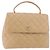 CHANEL Matelasse Hand Bag Lamb Skin Beige Gold CC Auth ka5163V D'oro - vista 13