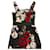 Dolce & Gabbana Seiden-Midikleid mit Blumenprint Schwarz Weiß Rot  - Ansicht 1