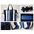 Borsa tote Balenciaga in pelle a righe Nero Bianco Blu - vista 3
