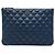 Chanel Blue Medium Quilted Lambskin Double Stitch O Case Clutch Blu navy