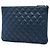Chanel Blue Medium Quilted Lambskin Double Stitch O Case Clutch Blu navy - vista 2