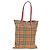 BURBERRY Nova Check Tote Bag Canvas Beige Silber Auth 190455M