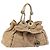 Borsa con coulisse e catena Christian Dior in pelle beige e oro Auth BA13968A D'oro