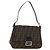 FENDI Zucca Canvas Mamma Baguette Bolsa de Ombro Preto Marrom Auth 191291SAV