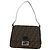 FENDI Zucca Canvas Mamma Baguette Bolsa de Ombro Preto Marrom Auth 191291SAV - vista 13
