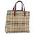 BURBERRY Nova Check Handtas aus PVC Beige Silver Auth 190798A Silber