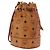 Borsa a Spalla MCM Vicetos Logogram PVC Pelle Marrone Oro Auth hk3898 D'oro